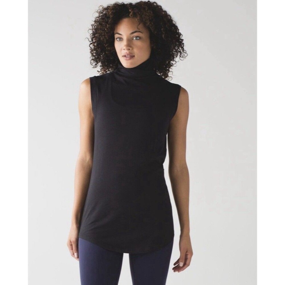 Women’s Lululemon Locarno Sleeveless Turtleneck Black Athleisure 10 Medium Basic
